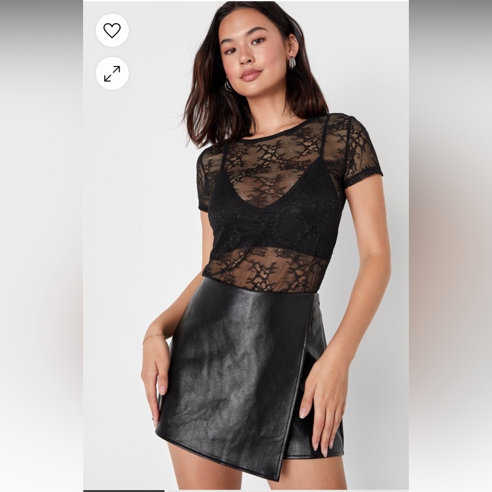 NWT Lulus Black Vegan Leather Skort